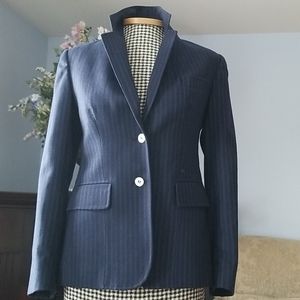 VINTAGE Evan Picone Navy Pinstripe Blazer Jacket Sz 4